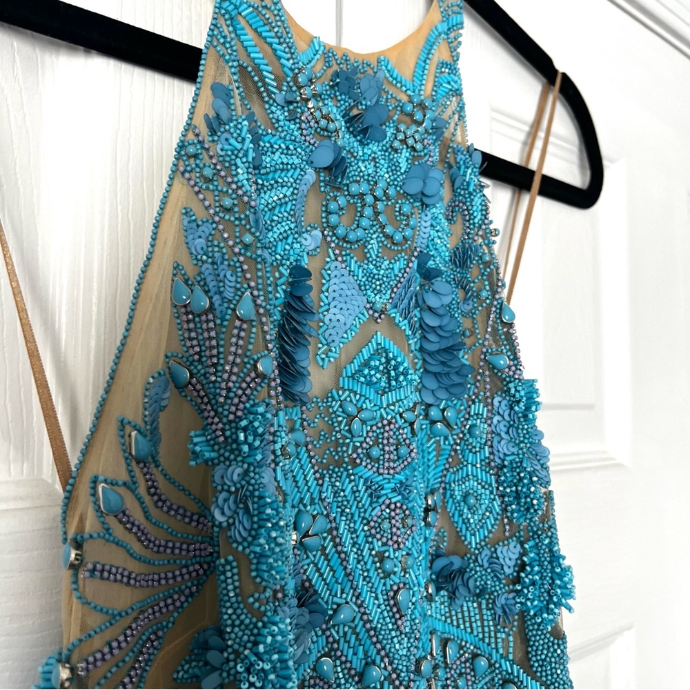 Cult Gaia Evangeline Beaded Jeweled Mini Dress in blue Size 00 $2998 - Picture 7 of 15